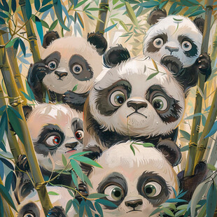 竹子熊猫ip形象插画