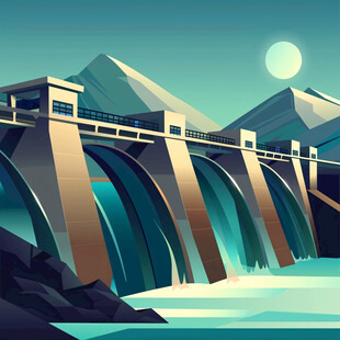 水电站插画