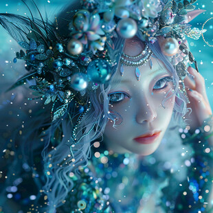 梦幻唯美蓝色系少女