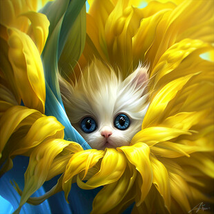 写实猫毛茸茸宠物插画