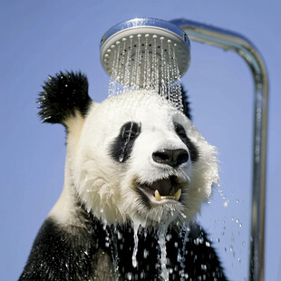 洗澡的熊猫