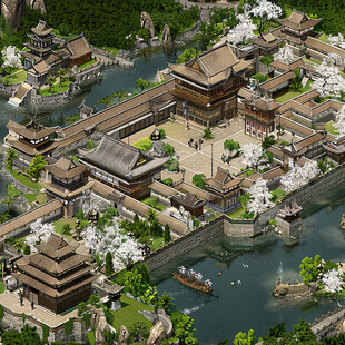 古代宫殿建筑工程场景