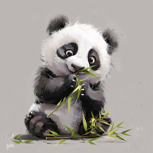 写实熊猫插画