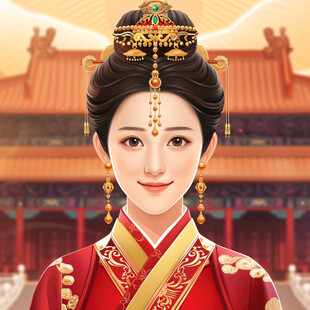宫廷美女人物插画