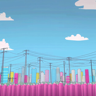 南方地区城市建筑插画