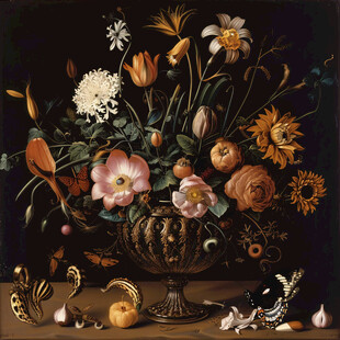 高清插画宫廷静物花卉