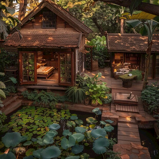 热带雨林庭院设计素材