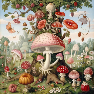 蘑菇集锦插画