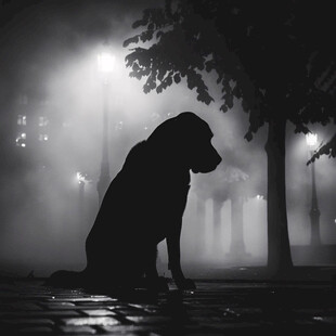 寂寞的小狗插画