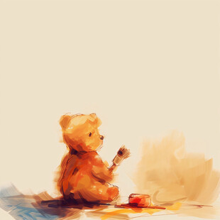 手绘熊宝宝插画