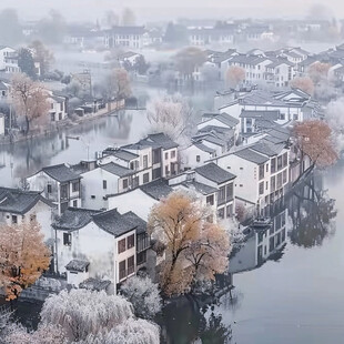 江南雪景水乡雪景