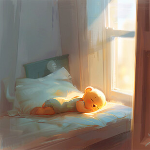 小熊室内野外场景插画