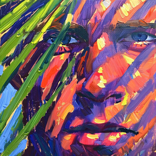 彩绘女人植物抽象画