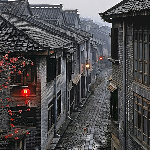 古街阴雨天