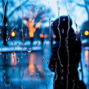 雨景水珠雨夜下雨天