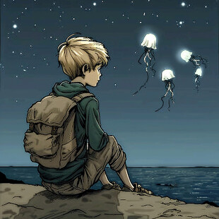 星辰大海男孩背影