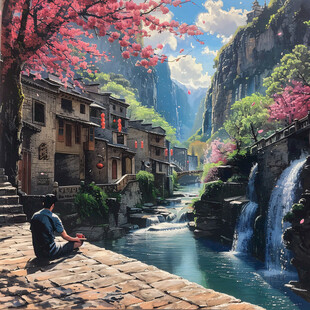 爨底下村风景油画