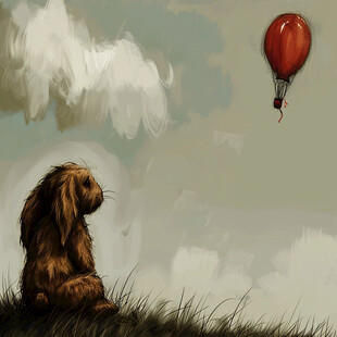 孤独的小狗插画