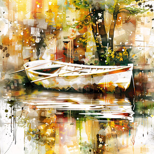 小船抽象画