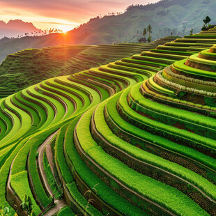 田梯夕阳田梯日落