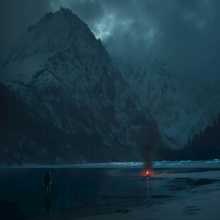 雪山渔舟河流山峰环保