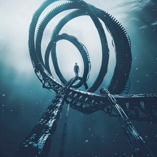 男人背影超现实虚空间