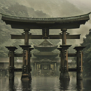 高山寺庙湖水