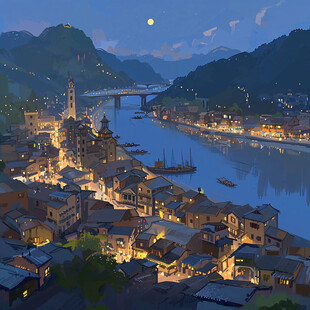 融水县风光插画