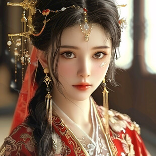 红衣少女设计古风