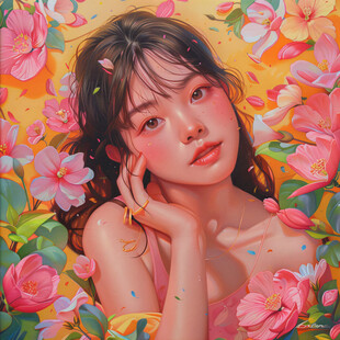 整容整形花季少女插画