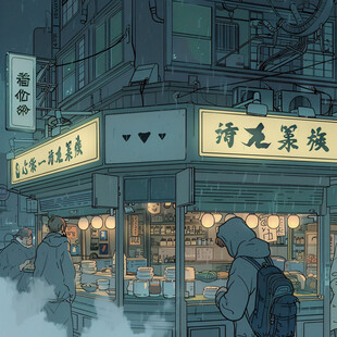 夜宵店插画