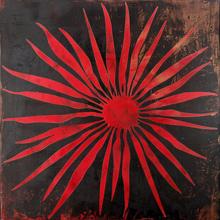 动感线条红黑色抽象画