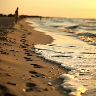 海浪沙滩夕阳