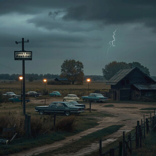 芦苇荡小屋傍晚阴云