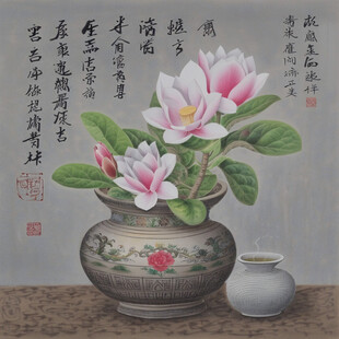 玉兰花工笔小品画