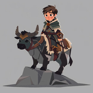 手绘卡通小骑士