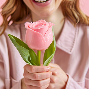 手持玫瑰花女性