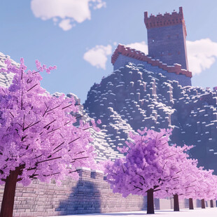 粉红色的梦幻长城堡