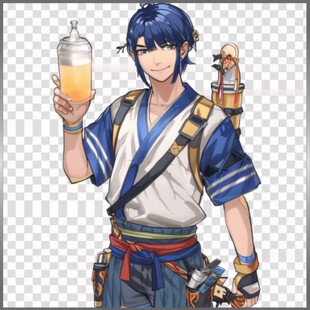 可爱少侠背着烤串形象