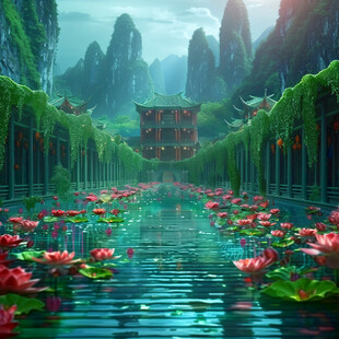 宫殿楼阁仙境仙人大殿