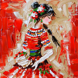 无框画少数民族女孩