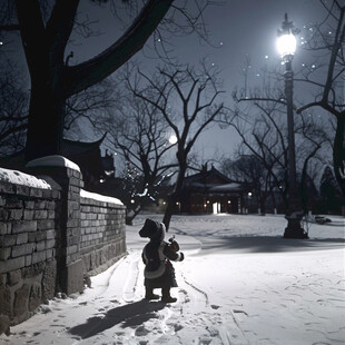 大雪街景路灯