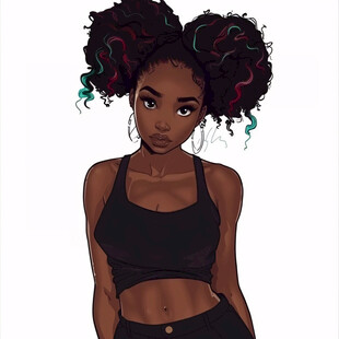 黑人女孩插画