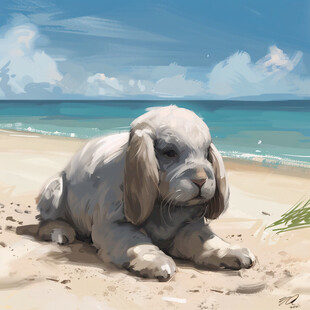 可爱垂耳兔插画