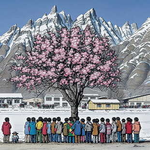 冬去春来插画图片素材