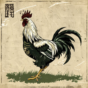 公鸡破旧效果素材