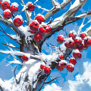 红果实雪景