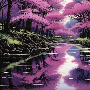桃林仙境插画