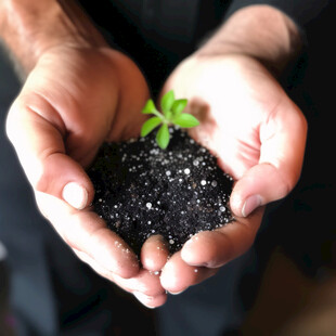 手托小植物