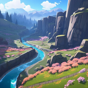 蜿蜒河流山间道路